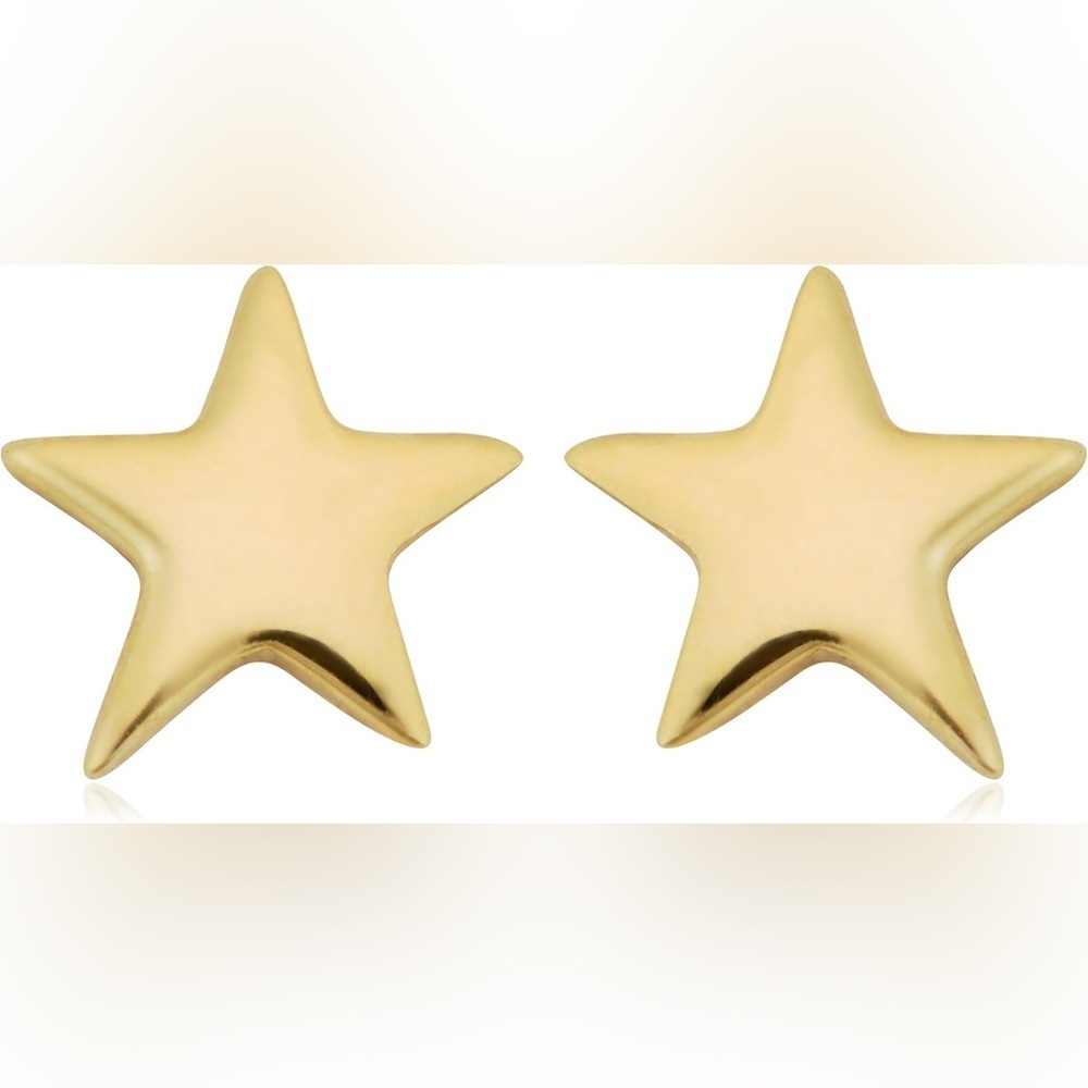 Gold Stainless Steel Chunky Star Earrings NWT